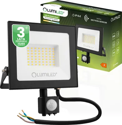 Obrázok produktu pre LUMILED LED reflektor 50W vonkajší reflektor 4500Lm vonkajší reflektor IP44 odolný proti striekajúcej vode 4000K neutrálna biela farba reflektor reflektor senzor pohybu