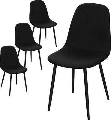 Produktbild von HOMELUX Esszimmerstühle 4er Set, Stühle Esszimmer, Polsterstuhl, Küchenstuhl mit Rückenlehne & Metallbeinen, Schwarz