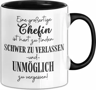 Produktbild von Chefin Abschied Geschenk Tasse Abschiedsgeschenk für Chefin Hart Zu Finden Schwer Zu Verlassen (Schwarz)