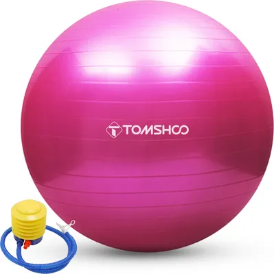 Zdjęcie produktu dla Piłka do jogi TOMSHOO zapobiegająca pękaniu, 75 cm, piłka stabilizująca, piłka treningowa Pilates barre do fitnessu, z pompką powietrza