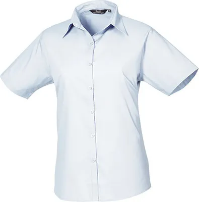 Produktbild von Premier Workwear Damen Popeline Bluse kurzarm PR302 light blue 54 (6XL/26)