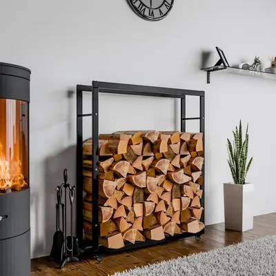 Produktbild von Kaminholzständer Keri mit Rollen 25x100x125 schwarz