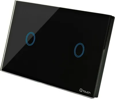 Produktbild von Touchschalter Panel 1+1 Glas schwarz Qtouch Wandschalter ohne Modul