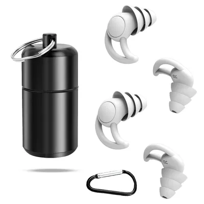 Produktbild von 2 Paar Silikon Schlaf-Ohrstöpsel mit Aluminiumetui – Wiederverwendbar, Geräuschreduzierend für Seitenschläfer, Reisen & Arbeit