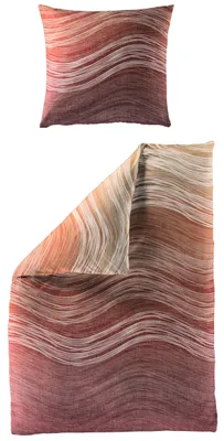 Produktbild von Bierbaum Mako Satin Bettwäsche 135x200cm 2 tlg. Sonnenwelle Kupfer Orange