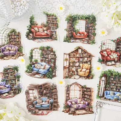 Image de Washi Sticker Set - 60-teilig mit Blumen-Motiven - Journaling und Scrapbooking Dekoration - 60 Stück