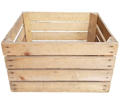 A wooden crate is shown against a white background.