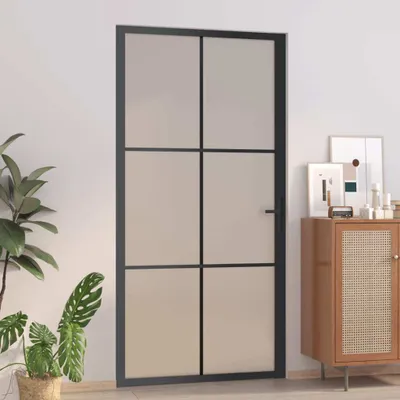 Produktbild von "2026 Promotion" Innentür stabil, Tür 102,5x201,5 cm Schwarz Mattglas und Aluminium - Haustüren CC21197