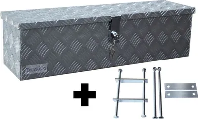 Produktbild von Truckbox D035 +  inkl. Montagesatz MON2012 Deichselbox, Werkzeugbox, Alu Riffelblech, Alubox, Staukasten, Anhängerkiste - ca. 35 Liter