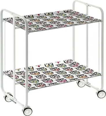 Produktbild von DON HIERRO - Klappbarer Servierwagen BAUHAUS mit Rollen – Metallgestell weiß, 2 Ebenen, 4 Positionen