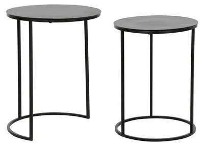2er-Set Beistelltische, schwarz, Metall/Aluminium, 46x46x58 cm
