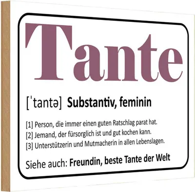 Produktbild von vianmo Holzschild 12x18 cm Tante Freundin beste Welt Familie Freunde