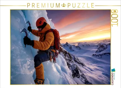 Produktbild von CALVENDO Puzzle Eiswandklettern - die Herausforderung für starke Nerven | 1000 Teile Lege-Größe 64x48cm Foto-Puzzle für glückliche Stunden