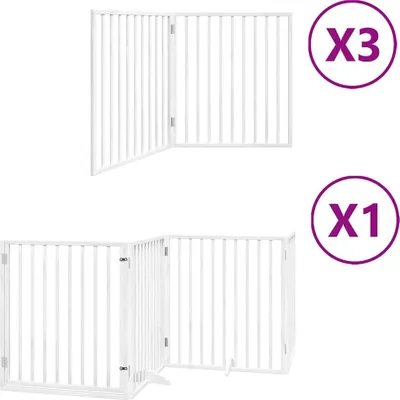 Obrázok produktu pre vidaXL 10-dielna brána pre psov s dvierkami Skladacia biela 800 cm Topoľové drevo