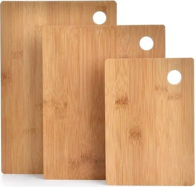 Produktbild von Famanu Bambusschneidebrett Set - 3-teilig, verschiedene Größen, ideal für Käse, Antipasti, Fleisch, Gemüse, Obst
