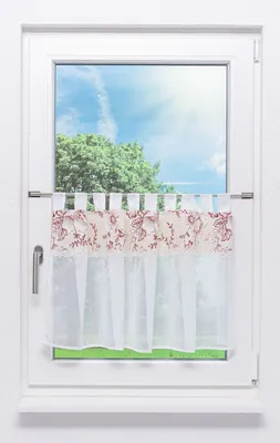 Produktbild von Lysel Scheibengardine Blumengarten (Bx H) 140cm * 48cm rot/himbeerrot