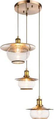 Image de Globo Lighting Lampe à suspendre métal bronze, verre, câble PVC brun, ø : 450mm, H : 1500mm, excl. 3x E27 60W 230V