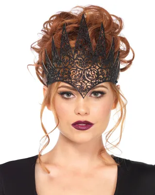 A woman wearing a black crown.