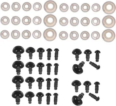 Produktbild von Sicherheitsaugen mit Ring - Knopf Augen Puppenaugen - DIY Kuscheln - Haltbar Kunststoff Material - 1,2 cm - Schwarz