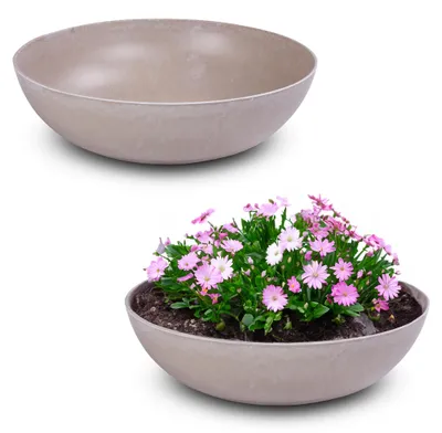 Produktbild von Runde bauchige 30 cm Pflanzschale für draussen, sand marmoriert