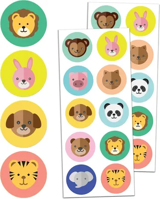 Produktbild von 200 Stück – Tieraufkleber für Kinder – 40 mm, 10 verschiedene Designs