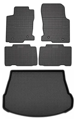 Image de Tapis en caoutchouc + bac de coffre pour Lexus NX II 2021- (hybride rechargeable, hybride) – 5 pièces, noirs, sur mesure