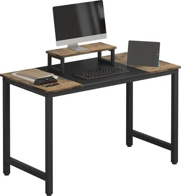 Produktbild von Bürostuhl-Set mit Monitor-Ständer - Tisch, Arbeitsplatte - MDF, Metall - Vintage - 120x60x75 cm