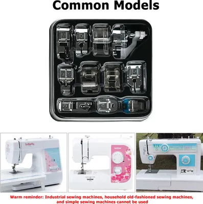 Image de set de 11 pièces modèle 505 : Set de pieds-de-biche multifonctions pour machines à coudre électriques - Accessoires de couture