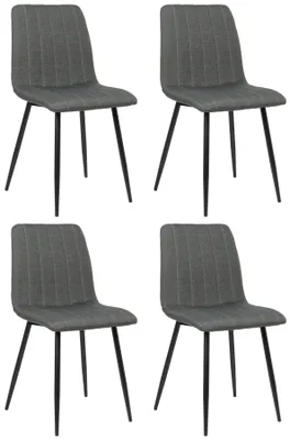 Produktbild von DELUKE® 4er Set Stühle LENZ Stoff - 88x45x53cm, dunkelgrau, Metall Gestell | Stühle Esszimmerstühle Stuhl Esszimmer Esstisch Stühle Küchenstuhl