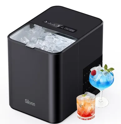 Produktbild von Silonn Eiswürfelmaschine Klein, 8 Eiswürfel in 6 Min, 12 kg/24H, 2 Bullet-Eisgrö