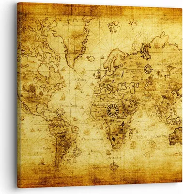 Produktbild von Bild auf Leinwand - Leinwandbild - Karte Welt Kontinente - 30x30cm - Wand Bild - Wanddeko - Leinwanddruck - Bilder - Kunstdruck - Wanddekoration - Leinwand bilder - Wandkunst - AC30x30-0127