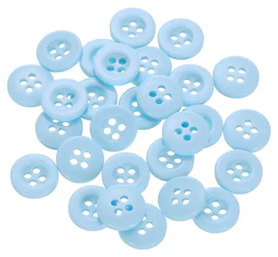 Produktbild von 30 Stück hellblaue Kunststoffknöpfe, 11,5 mm, für Nähprojekte und DIY-Projekte