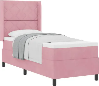 Obrázok produktu pre Posteľ s pružinovým rámom s matracmi Ružová 80 x 200 cm Zamat