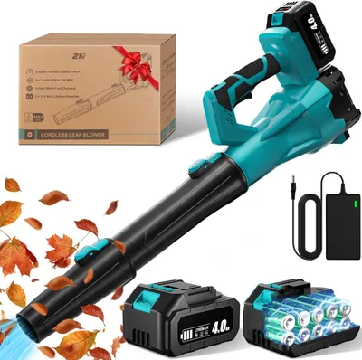 Produktbild von Akku Laubbläser, 6 Stufen Elektrischer Laubgebläse, mit 2x 4,0Ah Akku und Ladegerät, Kabellos laubbläser für Laub/Staub/Schnee Ganzjährig,Zubehör inkl