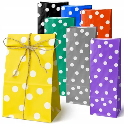 Produktbild von Allbag Bunte Papiertüten für Süßigkeiten, Geschenktüten 10x7x26cm