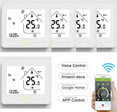 Produktbild von 5X WiFi Intelligent Raumthermostat Thermostat wifi fußbodenheizung APP Control Voice Wandheizung, Warmwasserbereitung,Kompatibel mit Alexa/Google für zu Hause - weiß Innenthermometer
