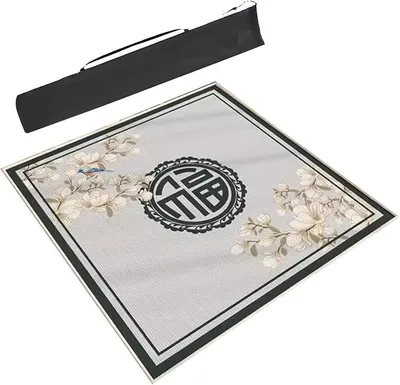Imagen del producto de Juego de mahjong, alfombrilla cuadrada para mesa de mahjong con bolsa de almacenamiento, mantel para cartas de póker, alfombrilla para mesa de juego para jugar al póker Paigow en interiores (color: 2, tamaño: 31,5 x 31,5 pulgadas/80 x 80 cm)