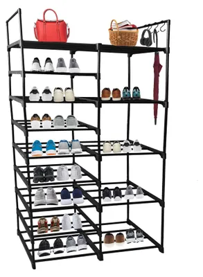Obrázek produktu pro Lendo, online regál na boty, 83 x 31 x 158 cm, černá barva, ocelová konstrukce
