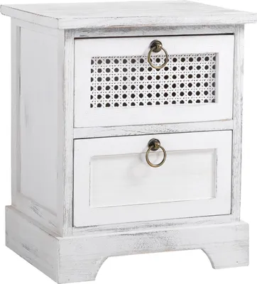 Produktbild von Nachttisch IRMA Nachtschrank Nachtkonsole mit 2 Schubladen weiß Shabby Chic Vintage Design