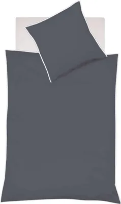 Produktbild von Fleuresse Black Premium Schweizer Satin Bettwäsche mit 3 seitiger Paspel, Uni granit