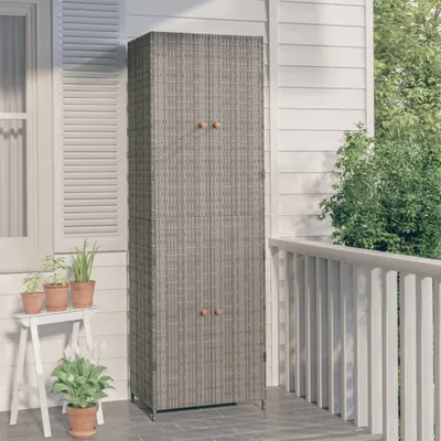 Produktbild von vidaXL Zahradní skříň šedá 59x40x180 cm Poly ratan