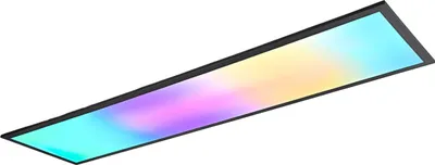 Image de Plafonnier LED rectangulaire avec télécommande BETA noir-multicolore 31 W, nuances de blanc et de couleurs, 3600 lm, métal, dimensions : 5,5 x 119,5 x 29,5 cm, IP20, RL