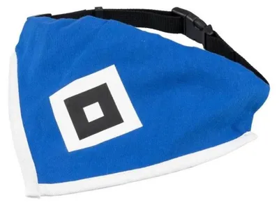 Produktbild von HSV Hundehalstuch blau mit großer Raute, 100% Baumwolle, größenverstellbar, 20x16cm