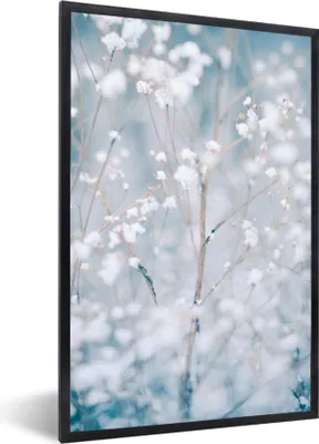 Produktbild von MuchoWow® Gerahmtes Poster Äste - Schnee - Winter - Natur - Botanisch 60x90 cm - Poster mit Schwarzem Bilderrahmen Wandposter Rahmen Foto Bilder - Kunst