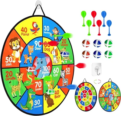Produktbild von Doppelseitige Dartscheibe 66 cm, mit Bällen, sicheres Kinderspielzeug, für Außenaktivitäten