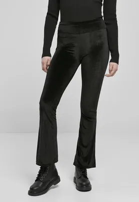 Obrázek produktu pro Dámské leginy Urban Classics Ladies High Waist Velvet Boot Cut Leggings black - S
