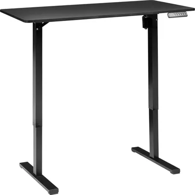 Zdjęcie produktu dla BELIANI Regulowane biurko czarny blat czarna stalowa rama 120 x 60 cm elektryczna zmiana wysokości kwadratowe nóżki nowoczesny design