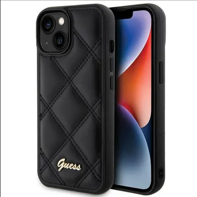 Produktbild von Guess Hülle Gesteppt Metall Logo Etui Für Iphone 15  - Schwarz Schutzhülle
