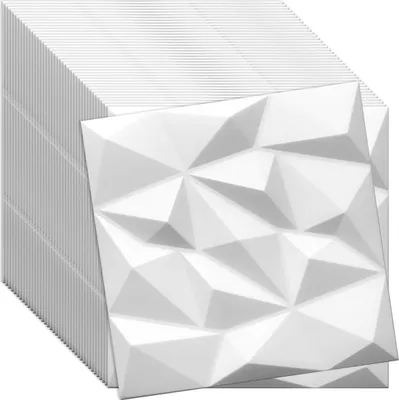 Produktbild von Verdico | 3D Wandpaneel Polystyrol - 50x50 cm - Weiß - Dekorativ - 40 Stück - Perfekt für modernes Wohnen, Wand- & Deckenverkleidung