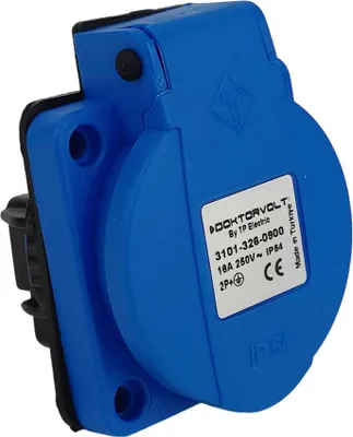 Immagine prodotto di Presa di corrente incorporata 230V 16A IP54 Presa di corrente a muro Presa di corrente blu Sistema francese TpE 6834